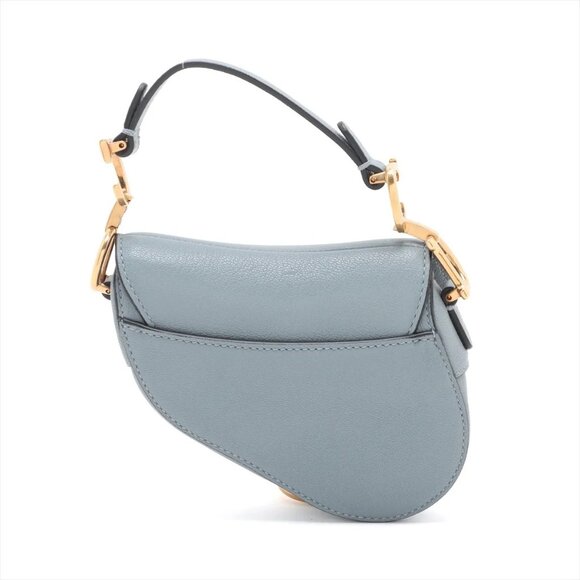 Christian Dior Saddle Micro Leather 2 Way Handbag Blue - Picture 2 of 13